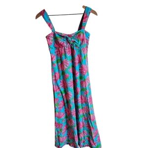 Lilly Pulitzer Turquoise Kissue Rare Jersey Knit Twist Knot Front Maxi Dress